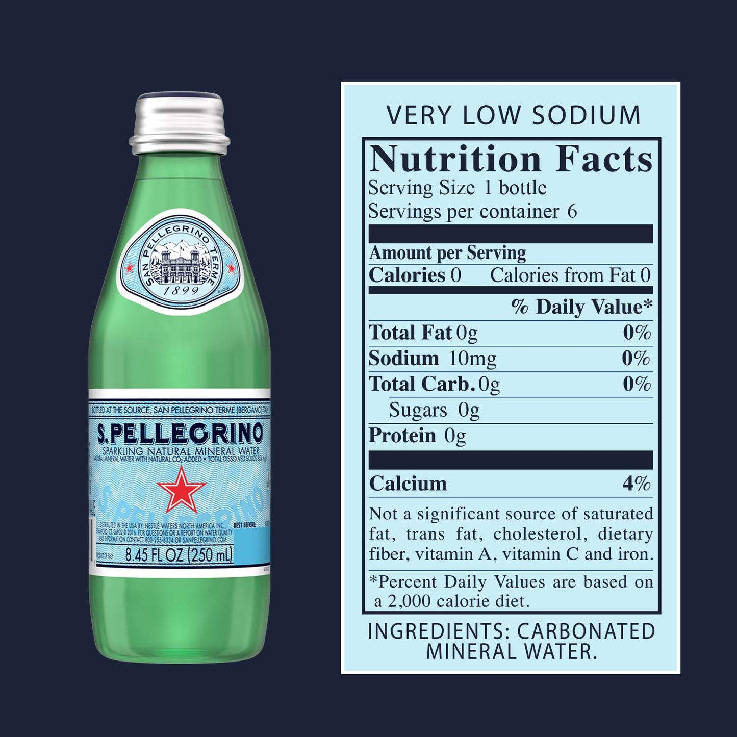 San Pellegrino Sparkling Mineral Water 6 ct, 8.45 oz