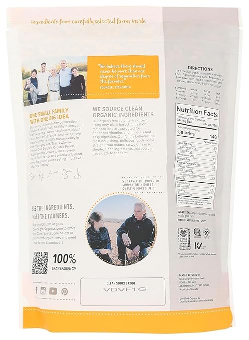 One Degree Organic Sprouted Rolled Oats, 24 oz