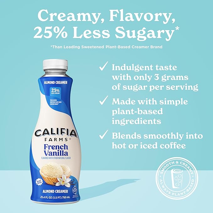 Califia Farms French Vanilla Almond Milk Coffee Creamer, 25.4 oz