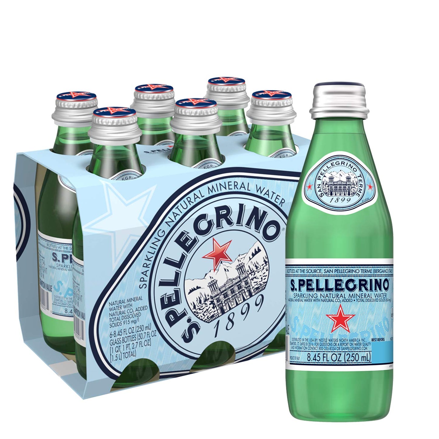 San Pellegrino Sparkling Mineral Water 6 ct, 8.45 oz