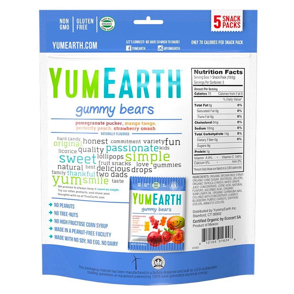 YumEarth Gummy Bears 5 ct, 3.5 oz