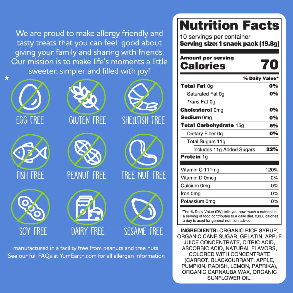 YumEarth Gummy Bears 10 pk, 7 oz