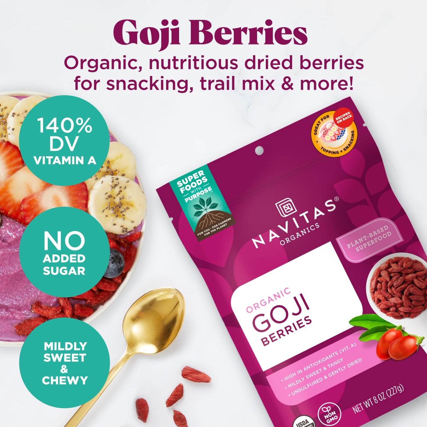 Navitas Organics Goji Berries, 8 oz.