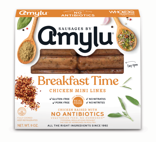Amylu Breakfast Time Mini Chicken Sausage Links, 9 oz