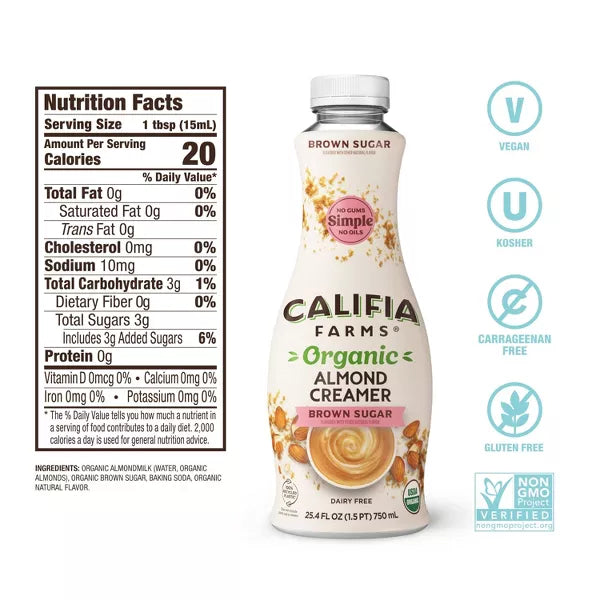 Califia Farms Organic Brown Sugar Almond Creamer, 25.4 oz