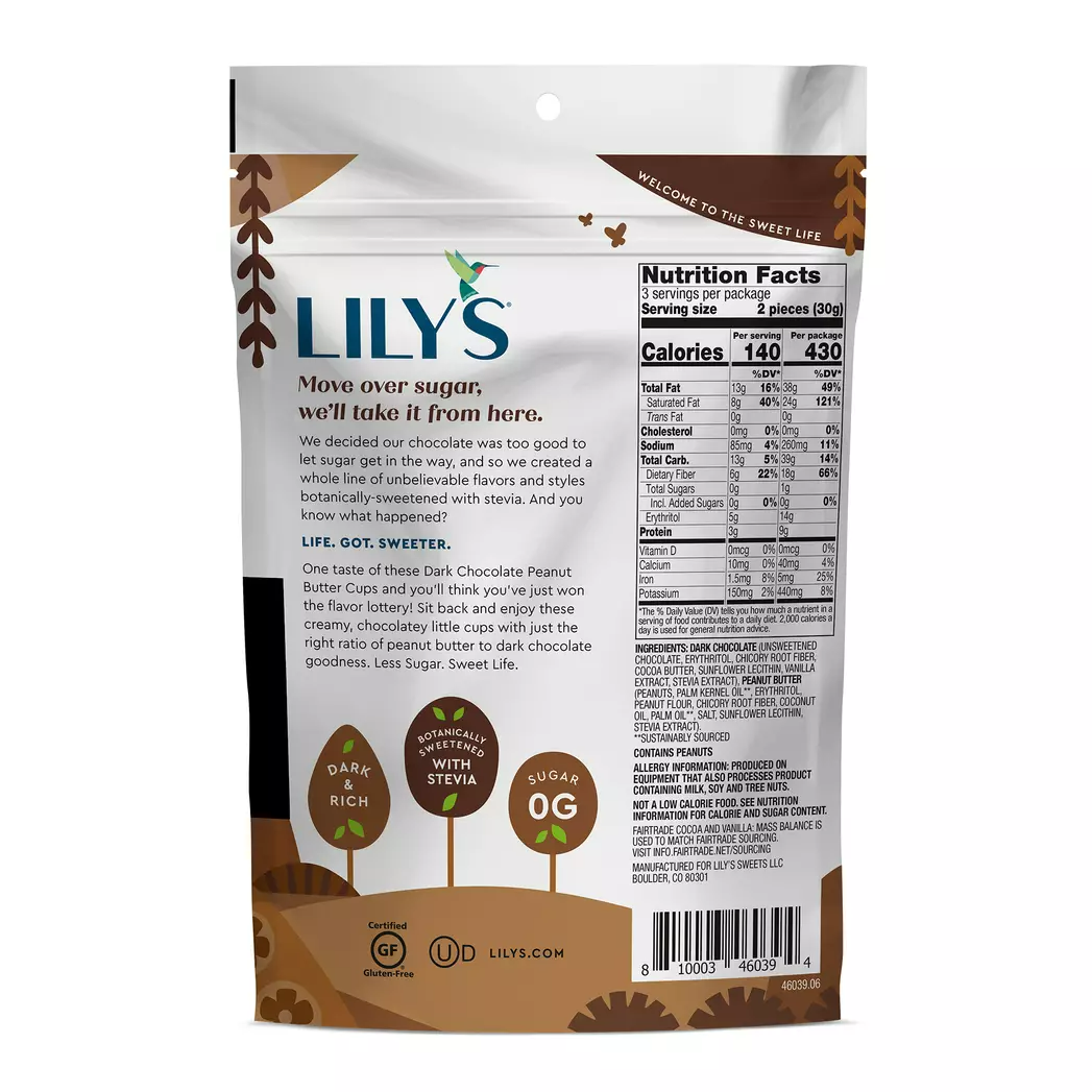 Lily's Dark Chocolate Peanut Butter Cups, 3.2 oz