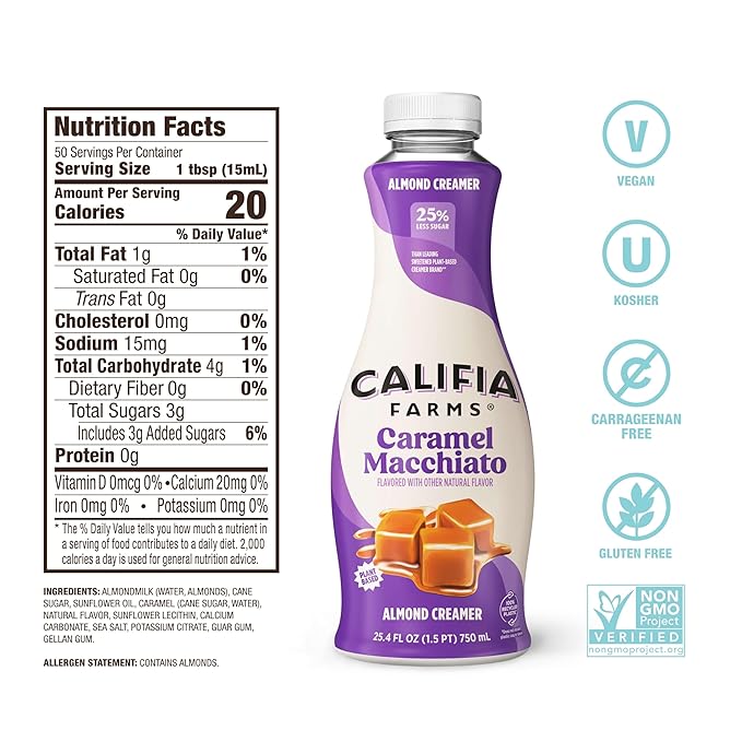 Califia Farms Caramel Macchiato Almond Milk Coffee Creamer, 25.4 oz