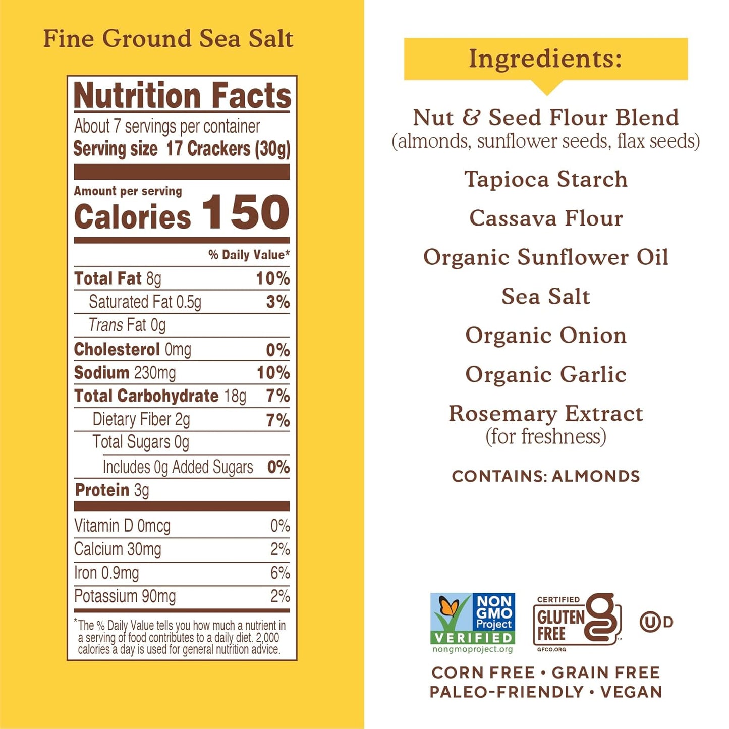 Simple Mills Almond Flour Crackers, Fine Ground Sea Salt, 7 oz
