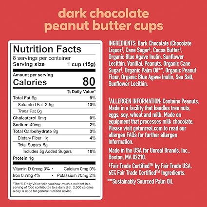 UNREAL Dark Chocolate Peanut Butter Cups, 4.2 oz