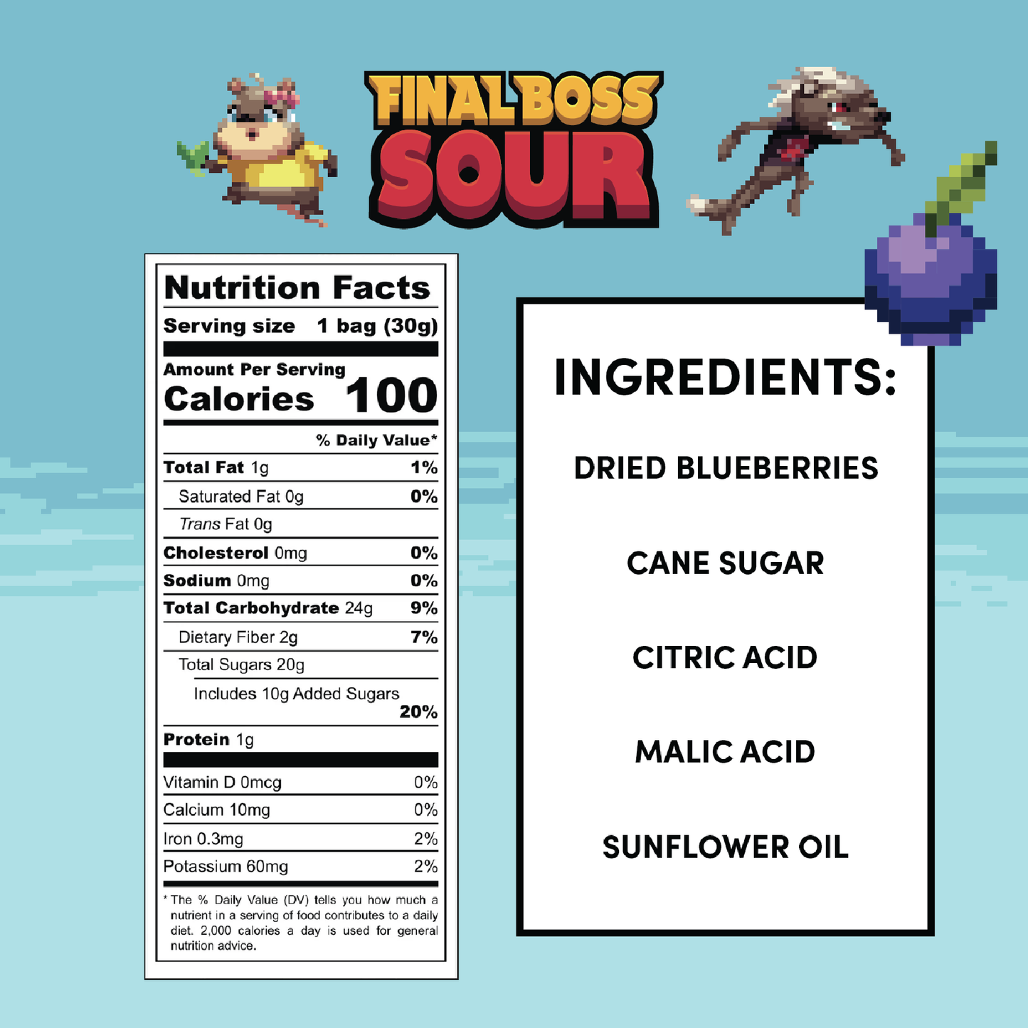 Sour Boss Level 1 Blueberries (12 pack) Dried Fruit Sour Snack