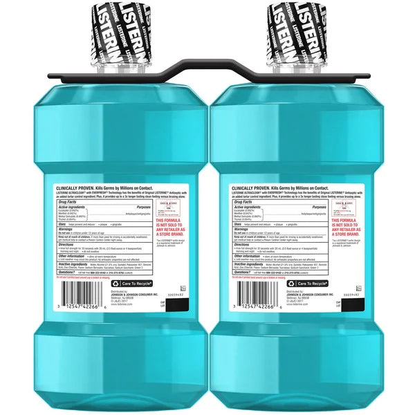 Listerine UltraClean Coolmint Mouthwash, 1.5 Liter, 2 Count
