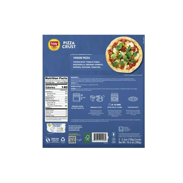 Schar Gluten Free Pizza Crust, Sourdough Italian Pizza Crust, 10.6 oz, 2 Count