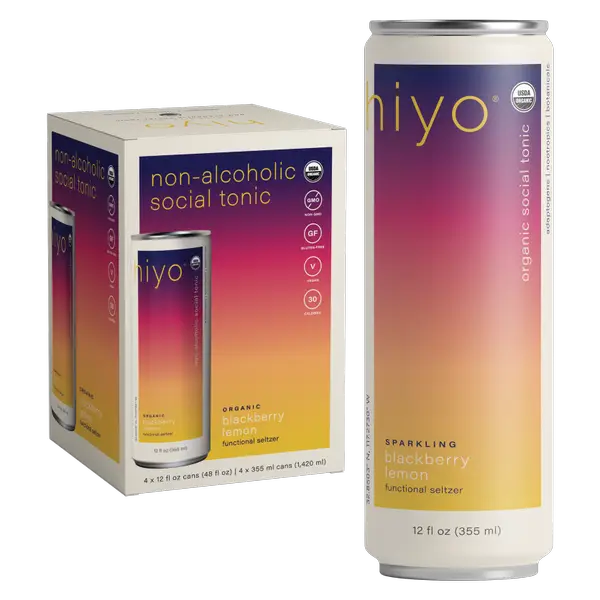 Hiyo Organic Blackberry Lemon Functional Seltzer 4 pk, 12 oz