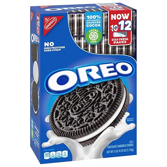 OREO Chocolate Sandwich Cookies Stay Fresh Packs, 12 ct