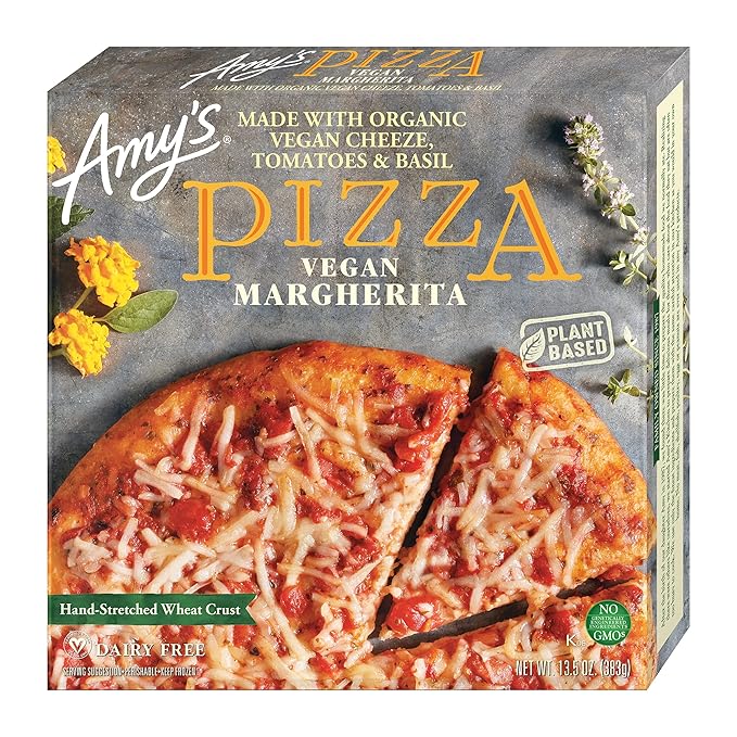 Amy's Frozen Pizza Vegan Margherita Pizza Made With Organic Vegan Cheese, Tomatoes and Basil, 13.5 oz