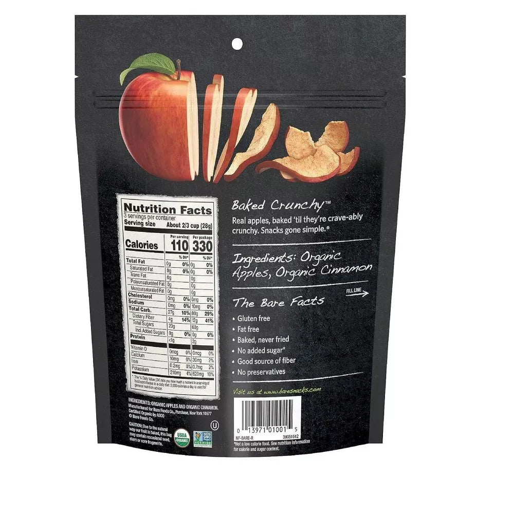 Bare Organic Crunchy Cinnamon Apple Chips, 3 oz