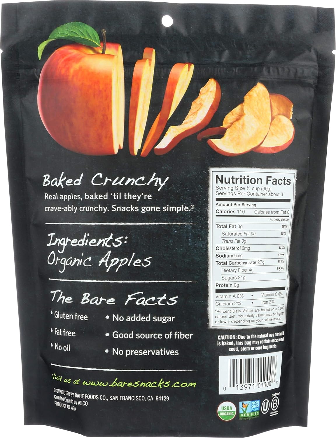 Bare Organic Crunchy Fuji & Reds Apple Chips, 3 oz
