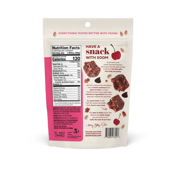 Soom Cherry Chocolate Tahini Bites, 5.29 oz