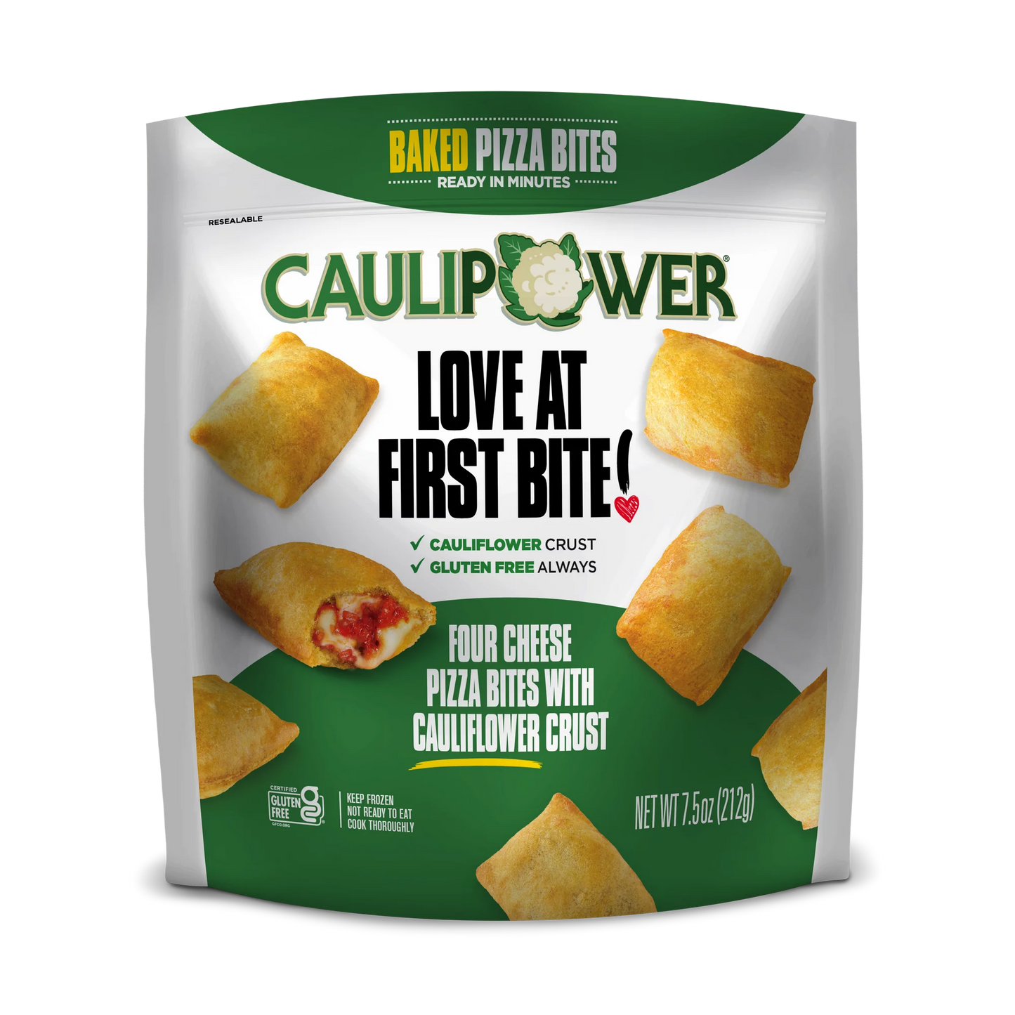 Caulipower Love at First Bite! Frozen Four Cheese Pizza Bites, 7.5 oz