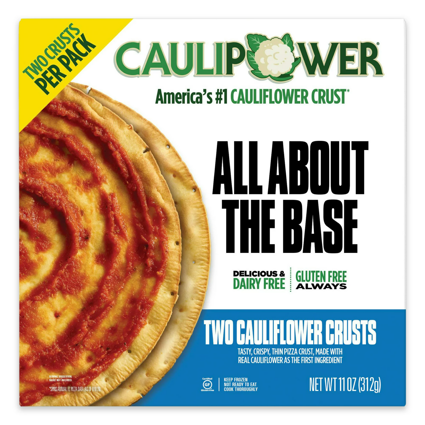 Caulipower Frozen Cauliflower Thin Crusts, 2 Count