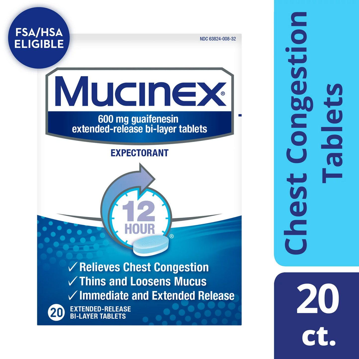 Mucinex Chest Congestion Tablets, 20 Count