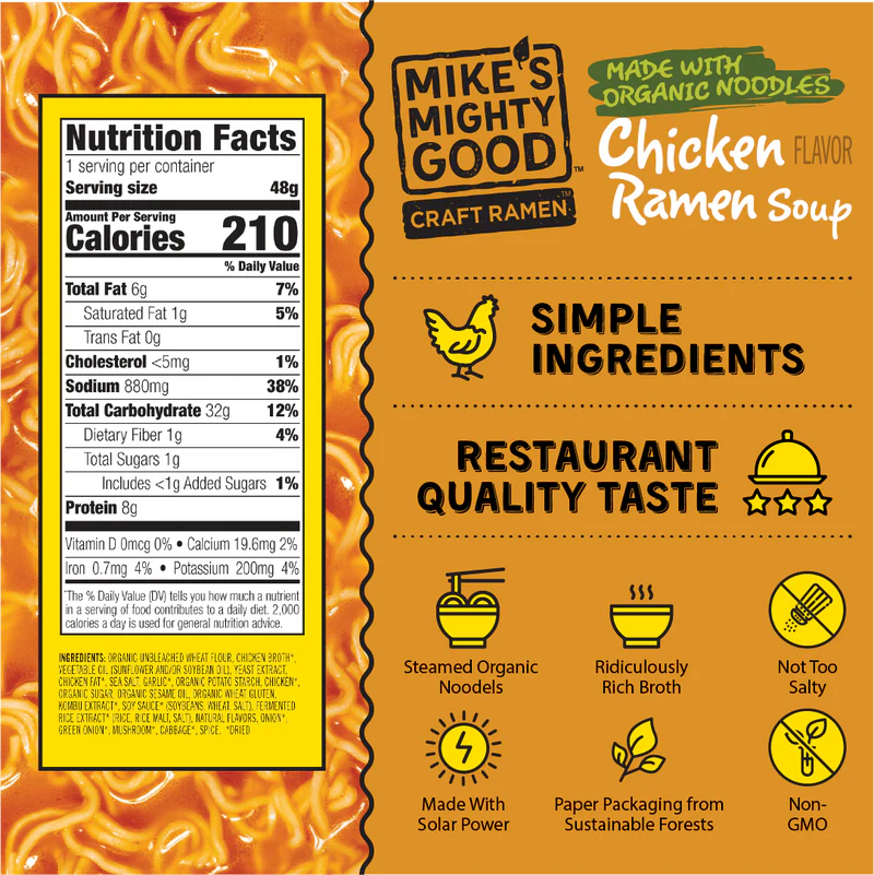 Mike's Mighty Good Organic Chicken Ramen Soup, 1.6 oz