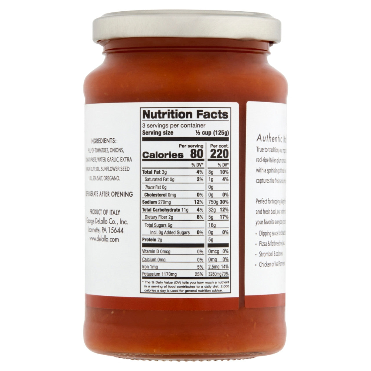 Delallo Imported Margarita Style Pizza Sauce, 12.3 oz