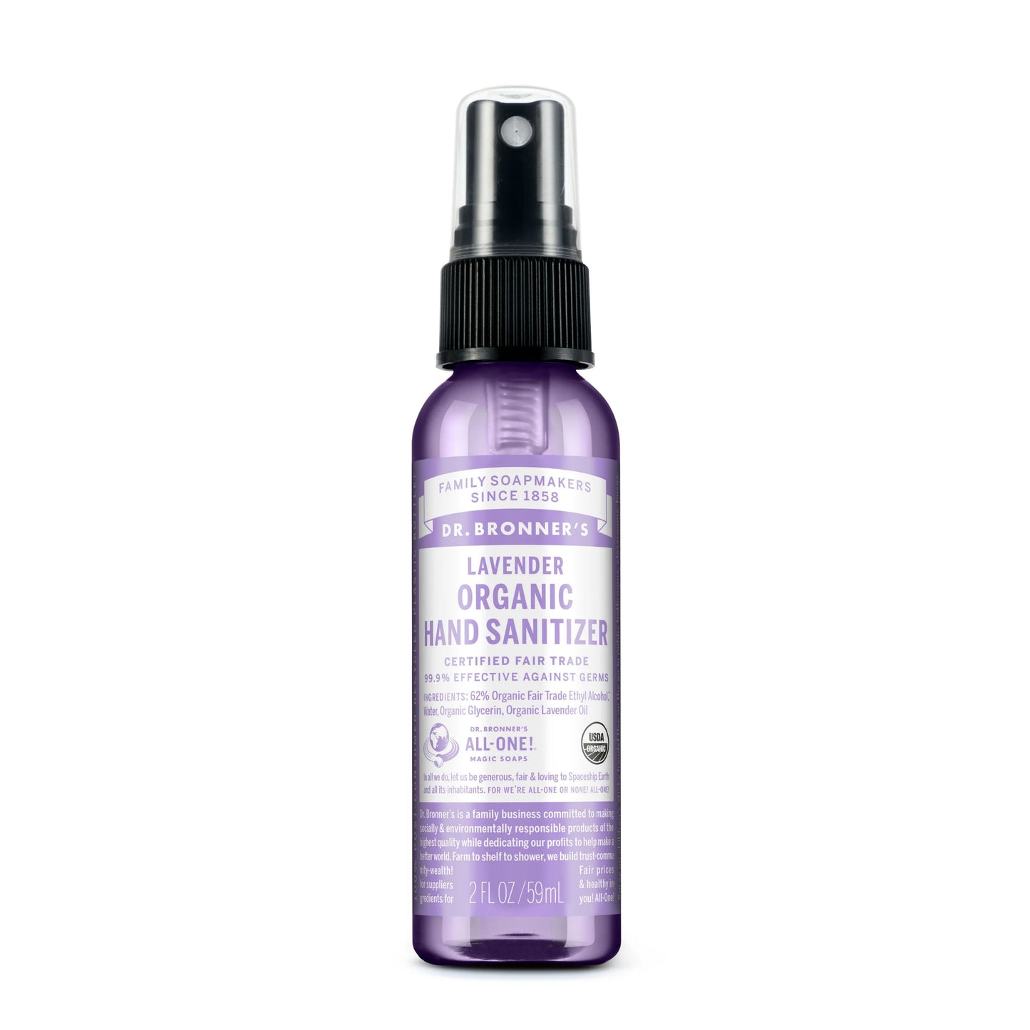 Dr. Bronner's Organic Lavender Hand Sanitizer Spray, 2 oz