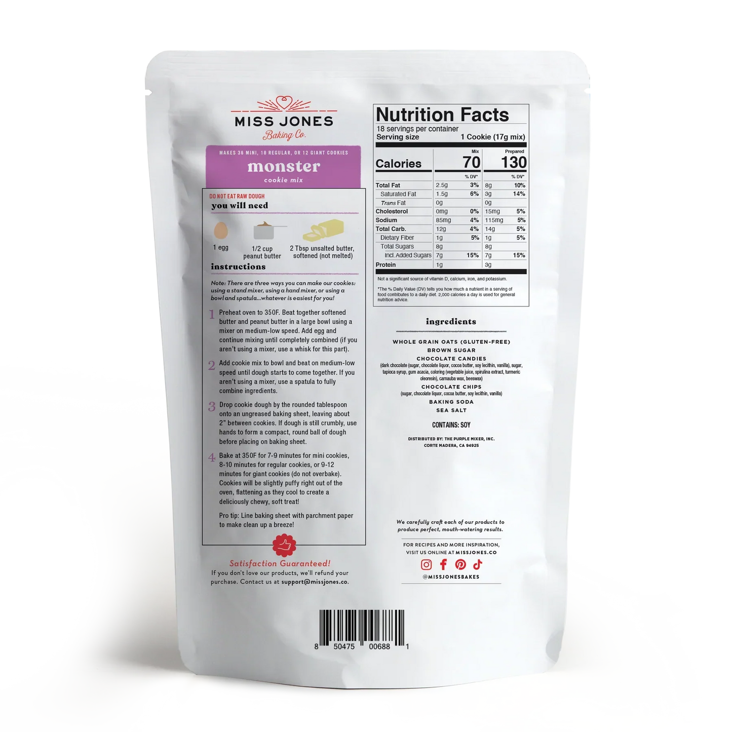 Miss Jones Baking Co Gluten Free Monster Cookie Mix, 10.57 oz