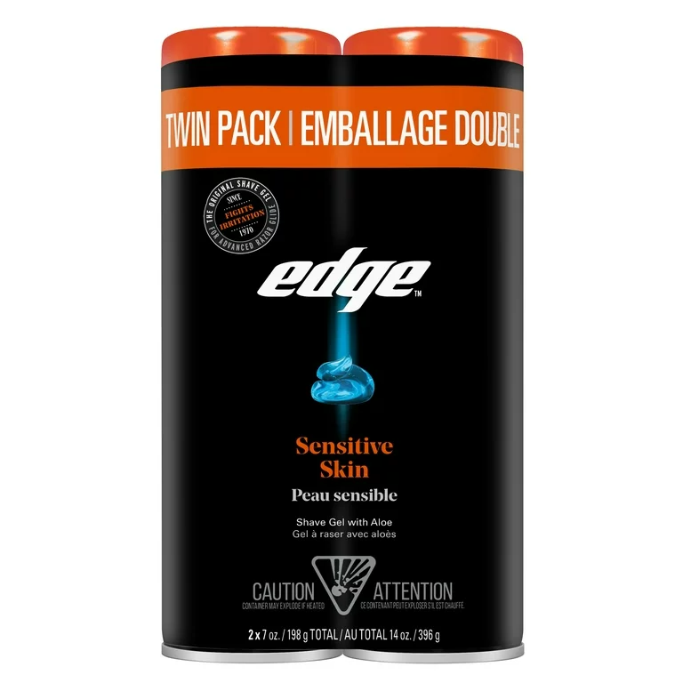 Edge Sensitive Skin Shave Gel for Men with Aloe Twin Pack, 14 oz
