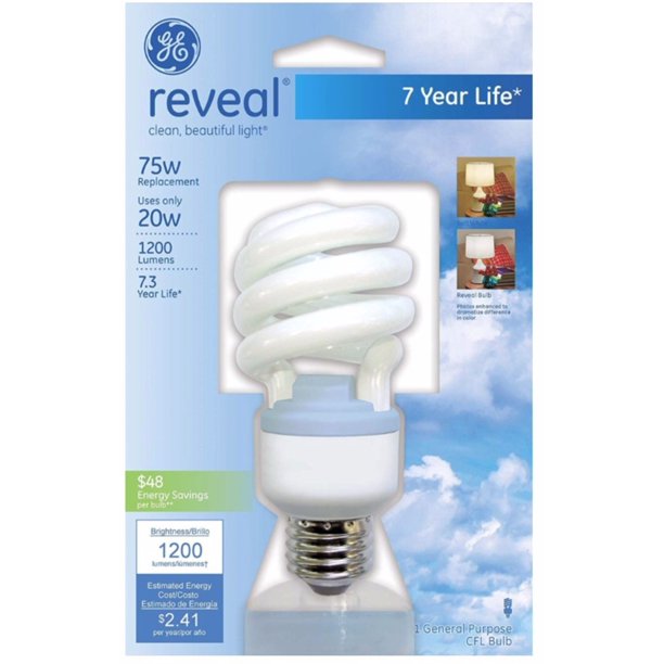 GE Spiral Reveal Light Bulb, 1 Count