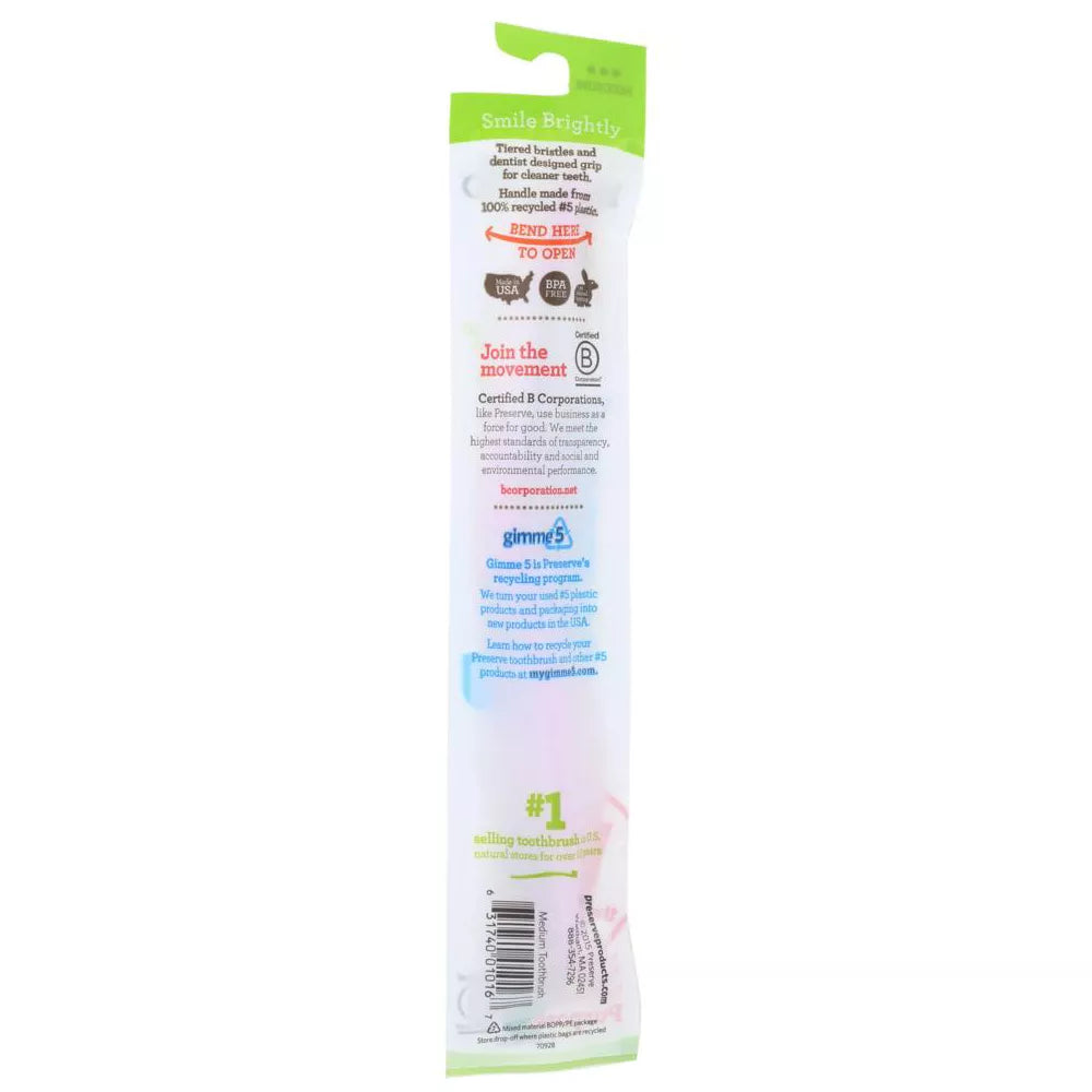 Preserve Medium Bristle Toothbrush Pink, 1 ct