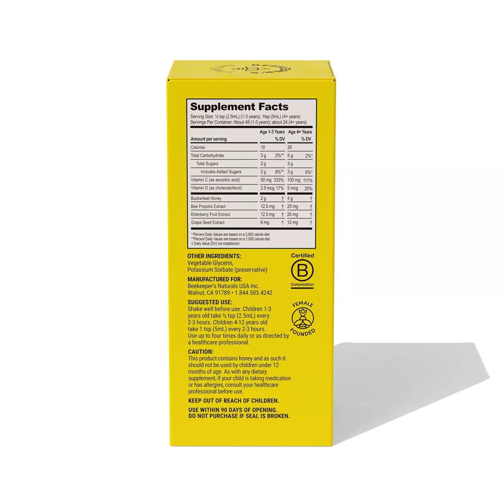 Beekeepers Naturals Kids' Daytime Propolis Cough Syrup, 4 oz
