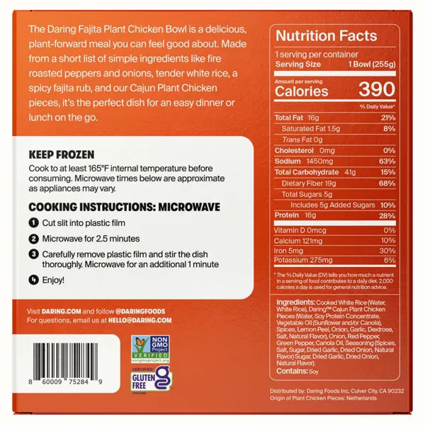 Daring Spicy Fajita Plant Chicken Bowl 9oz