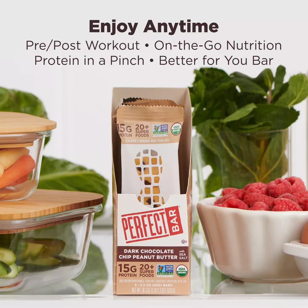 Perfect Bar Dark Chocolate Chip Peanut Butter Protein Bar, 4 Count