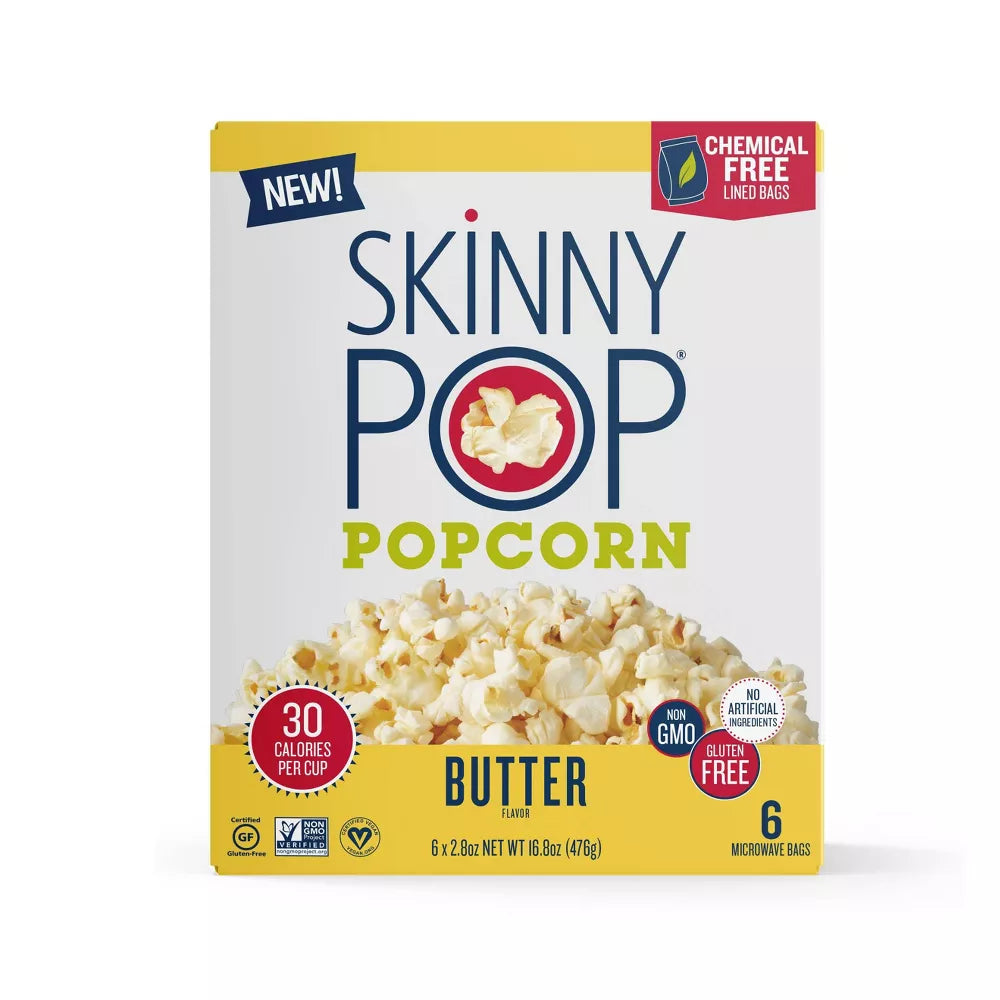 SkinnyPop Microwave Butter Popcorn, 8 Count