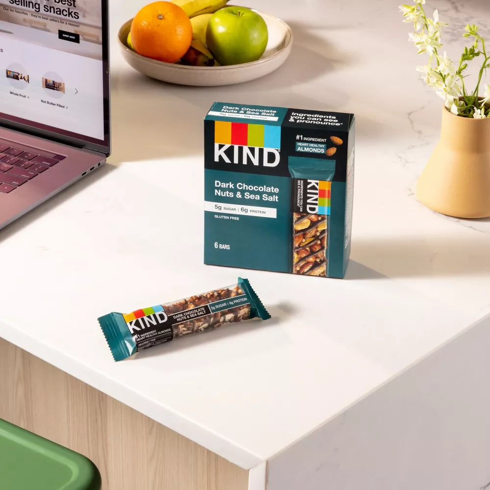 KIND Bars Dark Chocolate Nuts & Sea Salt Gluten Free Snacks, 6 Count