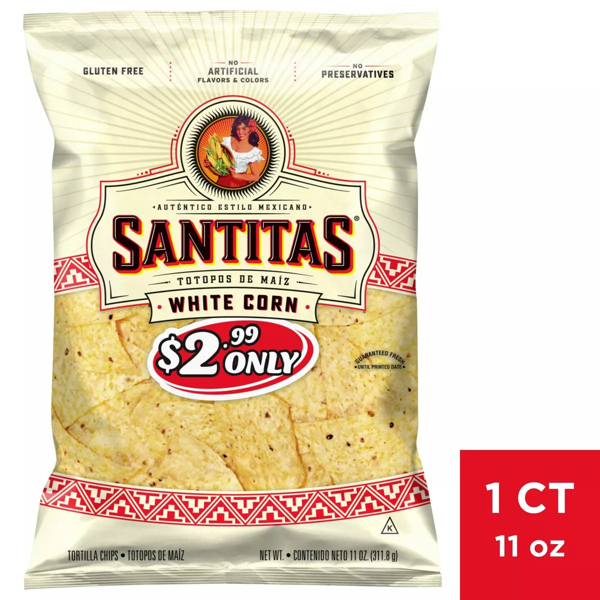 Santitas White Corn Tortilla Chips, 11 oz