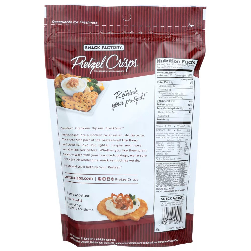 Snack Factory Honey Mustard & Onion Pretzel Crisps, 7.2 oz