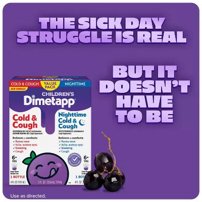 Children's Dimetapp Day & Night Cold Relief 3 Pack, Grape Flavor