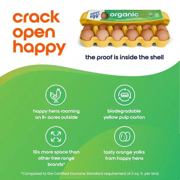 Happy Egg Co. Free Range Large Brown Organic Eggs, 1 Dozen