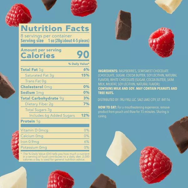Tru Fru Dark Chocolate Frozen Raspberries, 8 oz