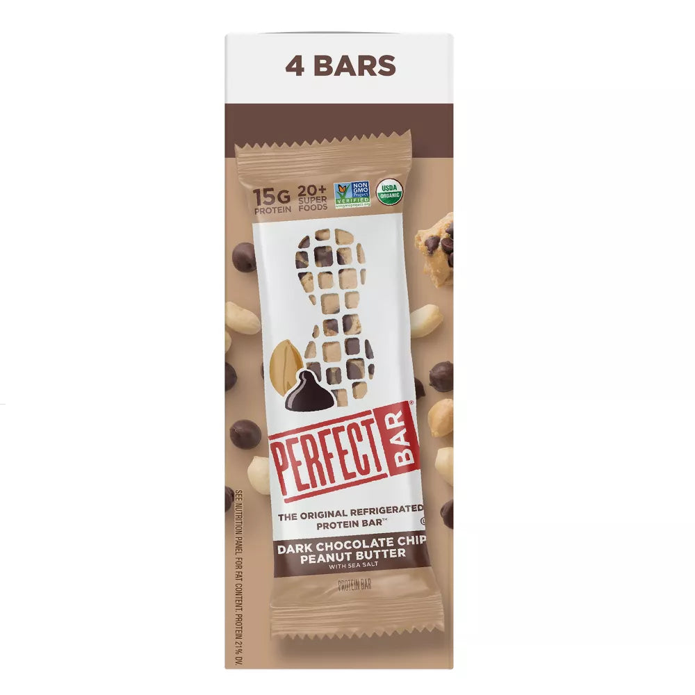 Perfect Bar Dark Chocolate Chip Peanut Butter Protein Bar, 4 Count