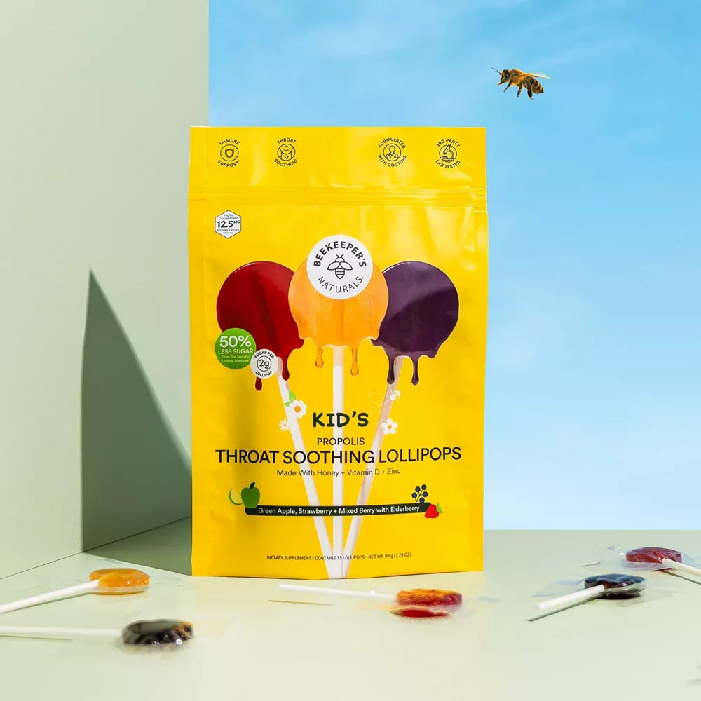 Beekeepers Naturals Kids' Propolis Immune Support Lollipops, 15 Count
