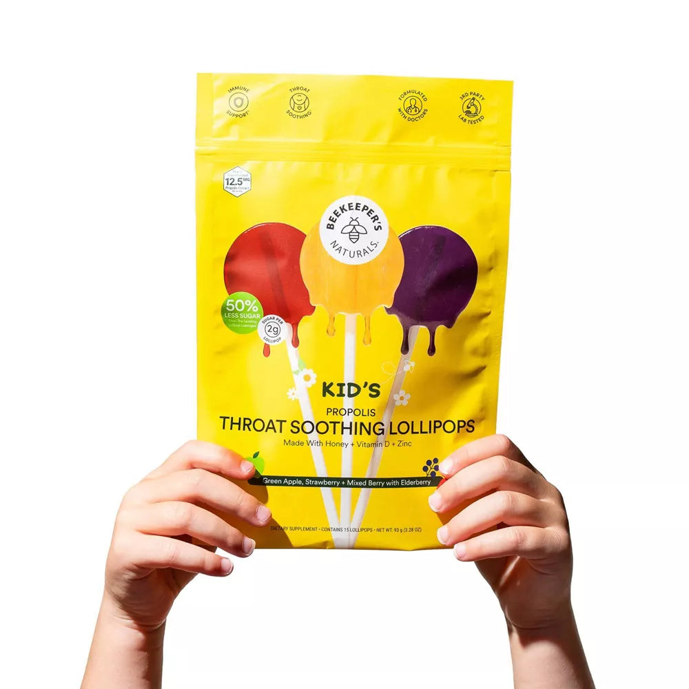 Beekeepers Naturals Kids' Propolis Immune Support Lollipops, 15 Count