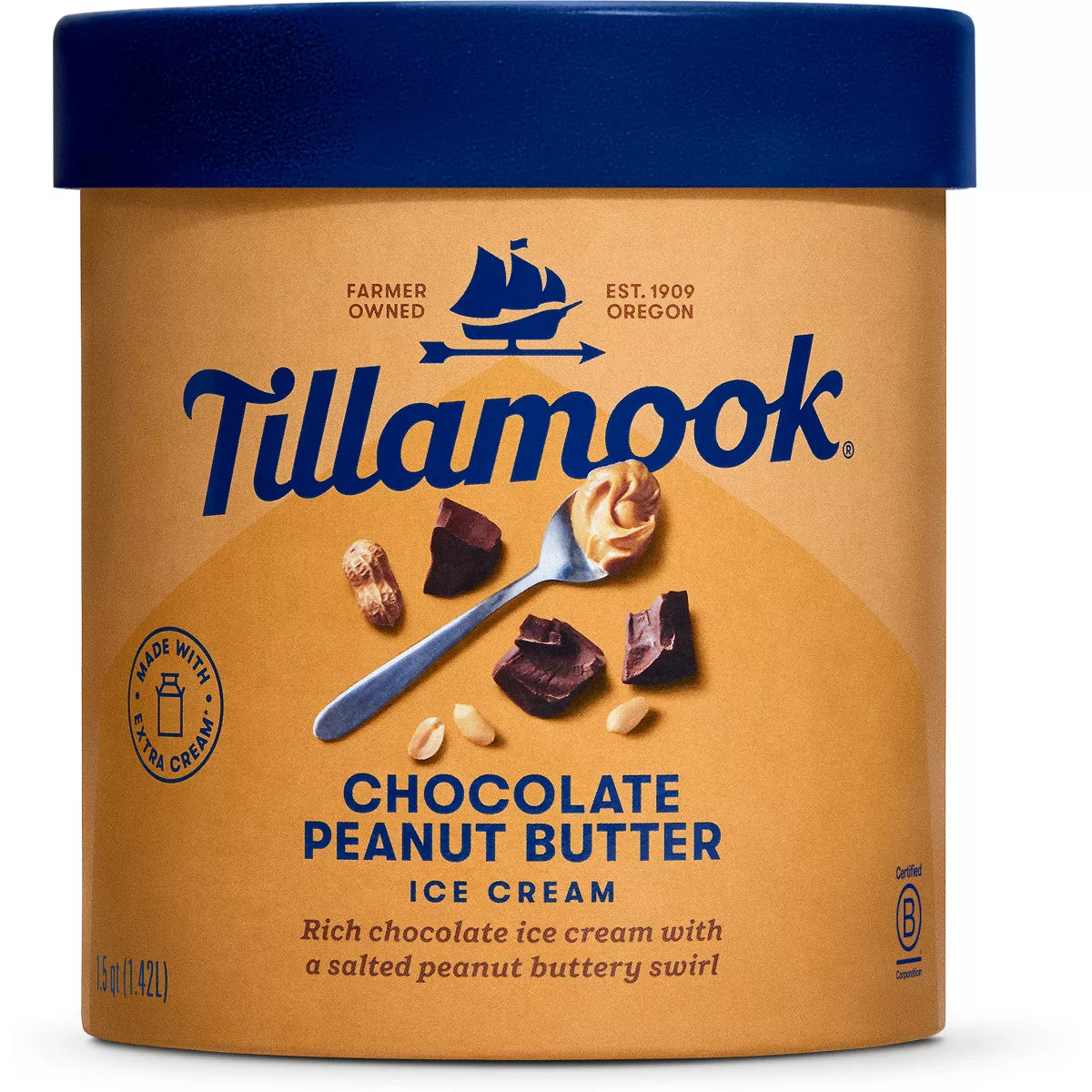 Tillamook Ice Cream Chocolate Peanut Butter, 48 oz