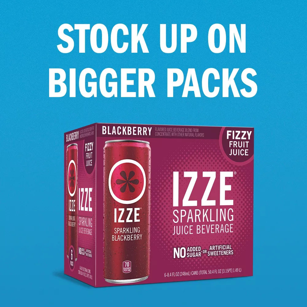 IZZE Sparkling Juice Beverage Sparkling Blackberry, 6 Count