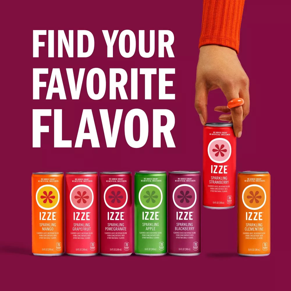 IZZE Sparkling Juice Beverage Sparkling Blackberry, 6 Count