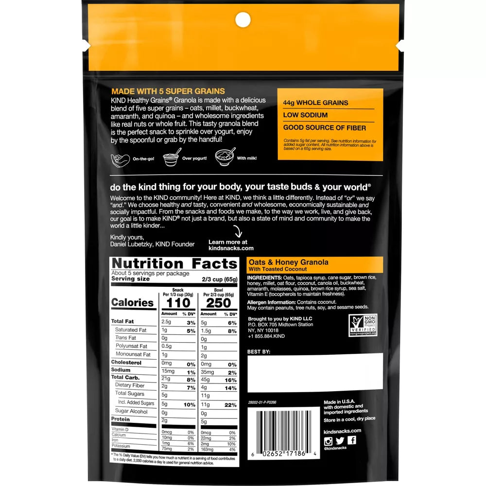 KIND Healthy Grains Oats & Honey Clusters, 11 oz