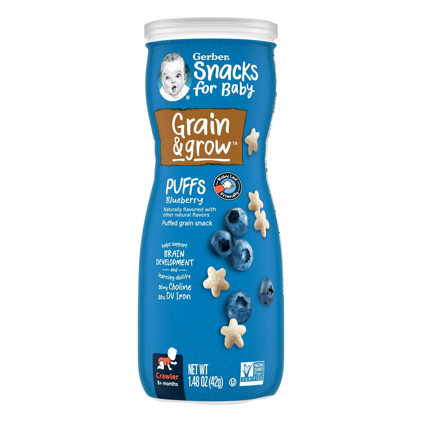 Gerber Snacks for Baby Grain & Grow Puffs Blueberry, 1.48 oz